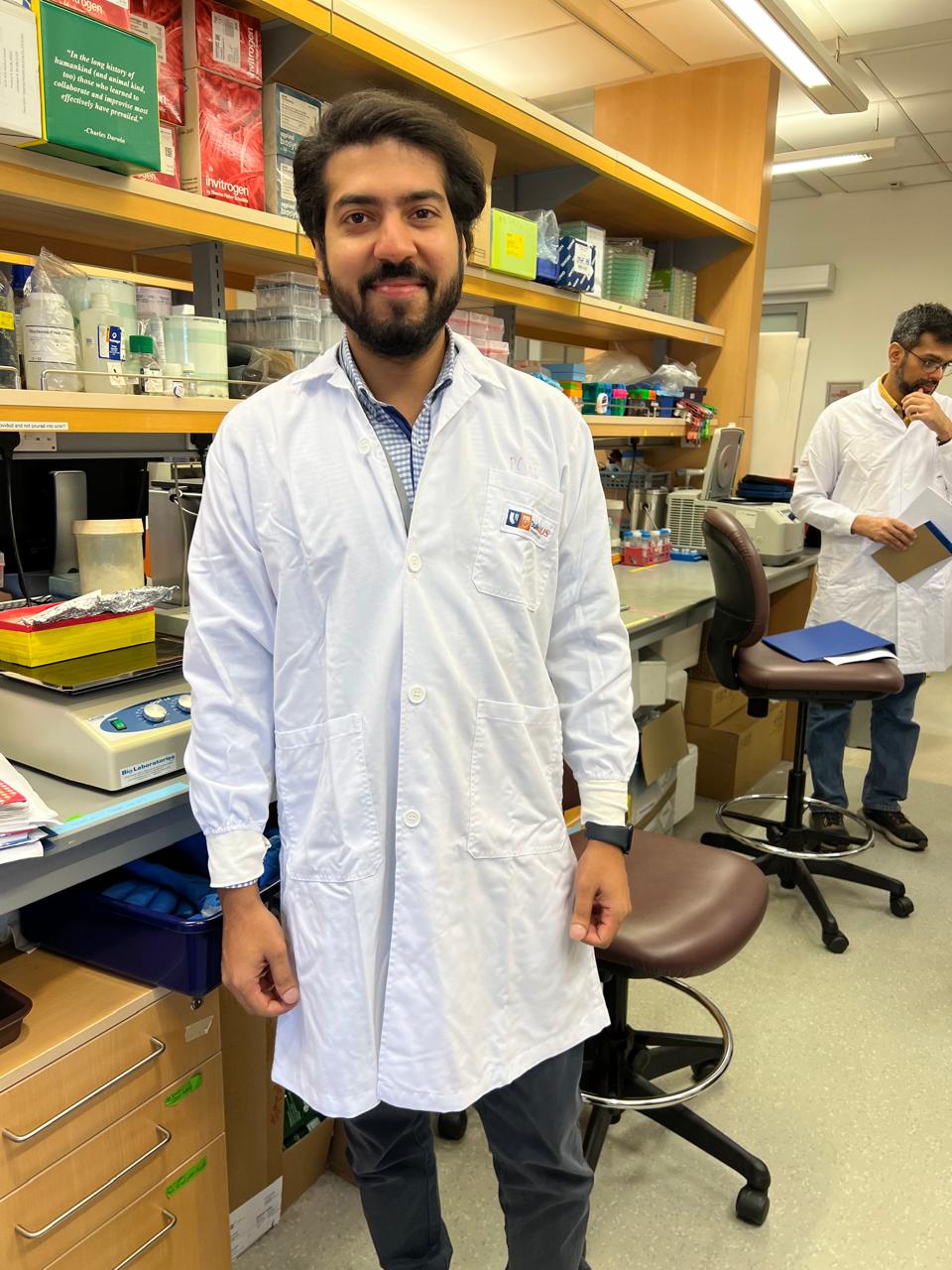 Syed Adnan Haider in a Duke-NUS Medical School laboratory during sequencing training in Singapore in September 2023.