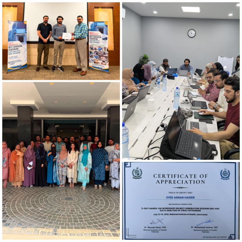 Syed Adnan Haider delivering practical NGS and bioinformatics training at NIH Islamabad